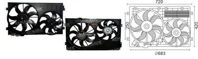 FAN MOTORU [12V. 720MM.] [VW.CC/GOLF/LEON 1,4 TSI+1,6TDI ]
