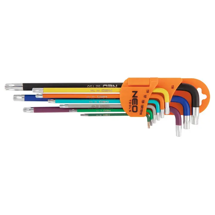 Torx anahtarlar T10-T50, 9 parçalık set, delikli