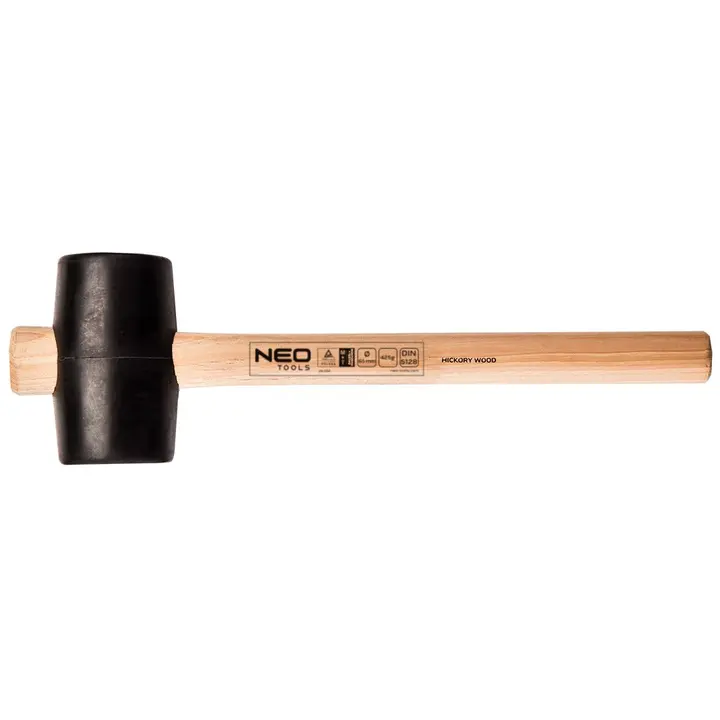 Lastik çekiç 65 mm, 425 g, hickory ahşap saplı