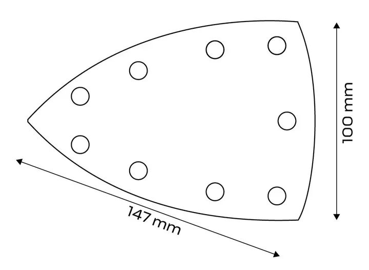 Zımpara kağıdı, ütü tipi 146 x 156 x 100 mm, P120, 5 adet, 04-623 için 9 delikli