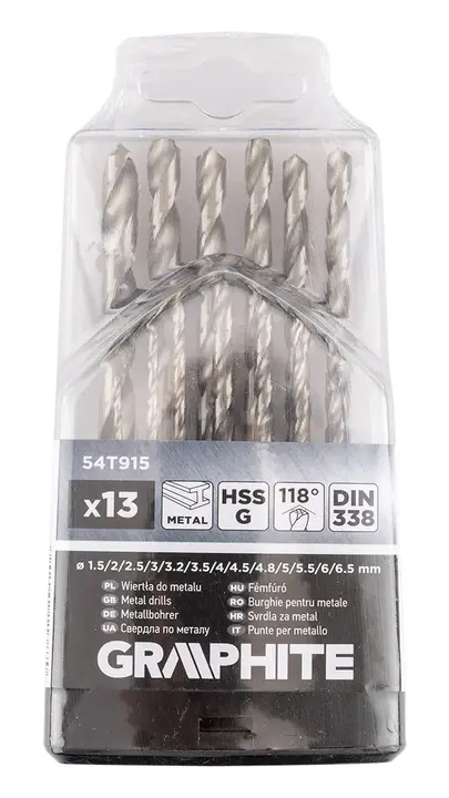 HSS-G metal matkap ucu, 1.5 - 6.5 mm, 13 parça set