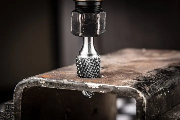 HM metal freze ucu, F tipi (sivri yuvarlak), 10 x 20 mm, şaft 6 x 45 mm