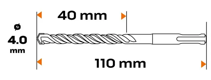 SDS Plus beton matkap ucu, 4 x 110 mm, S4, quatro