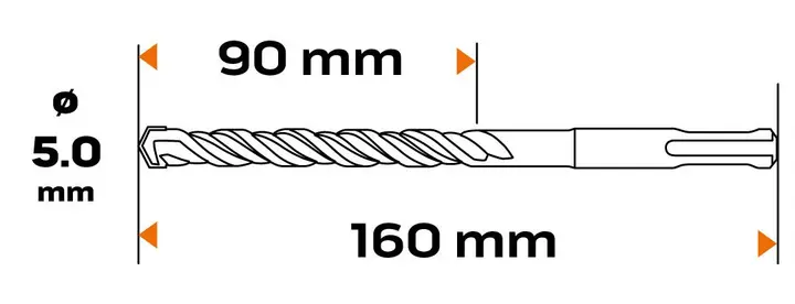 SDS Plus beton matkap ucu, 5 x 160 mm, S4, quatro