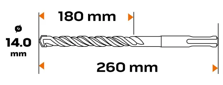 SDS Plus beton matkap ucu, 14 x 260 mm, S4, quatro