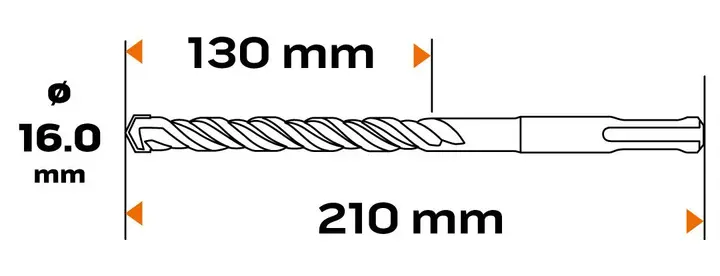 SDS Plus beton matkap ucu, 16 x 210 mm, S4, quatro