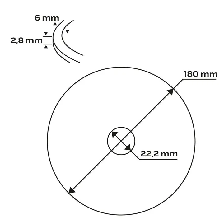 Elmas disk 180 x 22,2 mm, turbo dalga