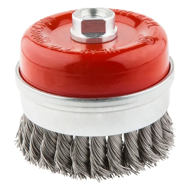 Çanak tel fırça, güçlendirilmiş 65 mm x M14, INOX