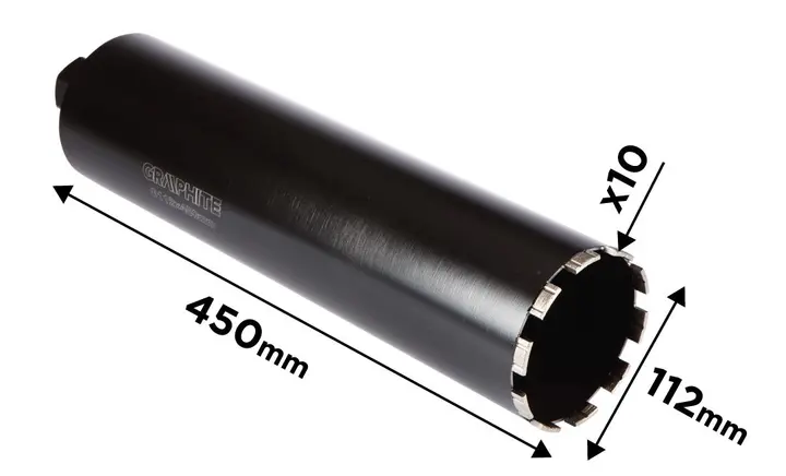 Elmas karotlu delik açma testeresi 58G540, 112 x 450 mm x 10T