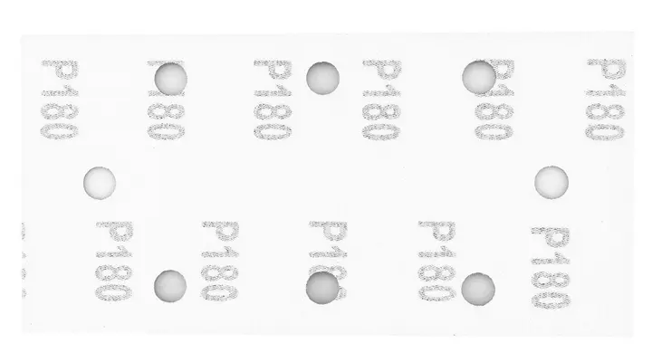 Zımpara kağıdı, cırt bantlı 93 x 185 mm, P180, 5 adet, 8 delikli