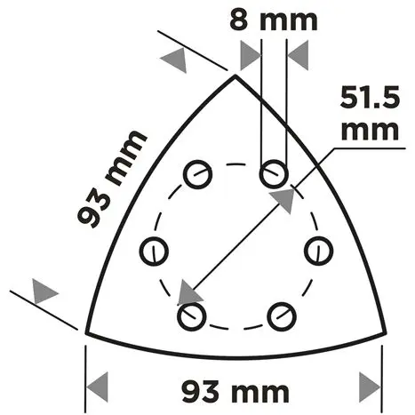 Zımpara kağıdı, cırt bantlı, iron 93 x 93 mm, P60, 5 adet, 6 delikli