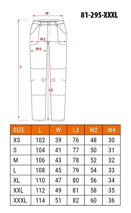 Mix&Match iş pantolonu, 4 yönlü esnek, siyah ve turuncu