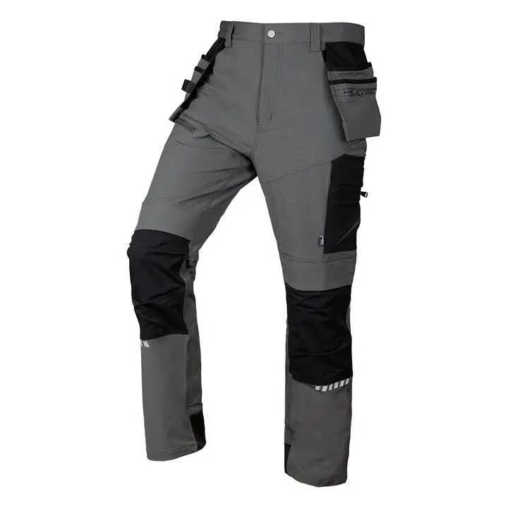 Mix&Match iş pantolonu, 4 yönlü esneme, kılıf cepli, Cordura takviyeli, gri/siyah