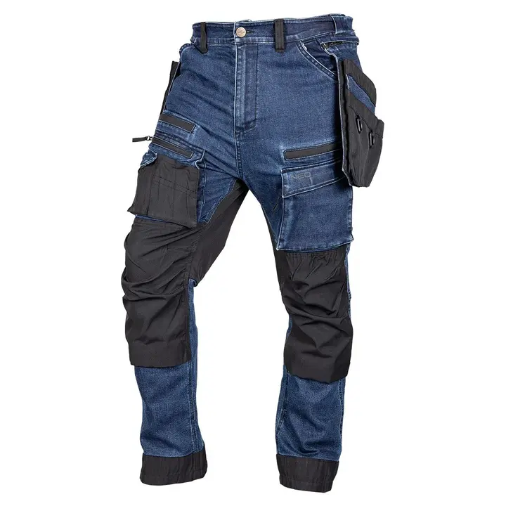 DENIM iş pantolonu, Cordura takviyeli, çıkarılabilir kılıf cepli, gri