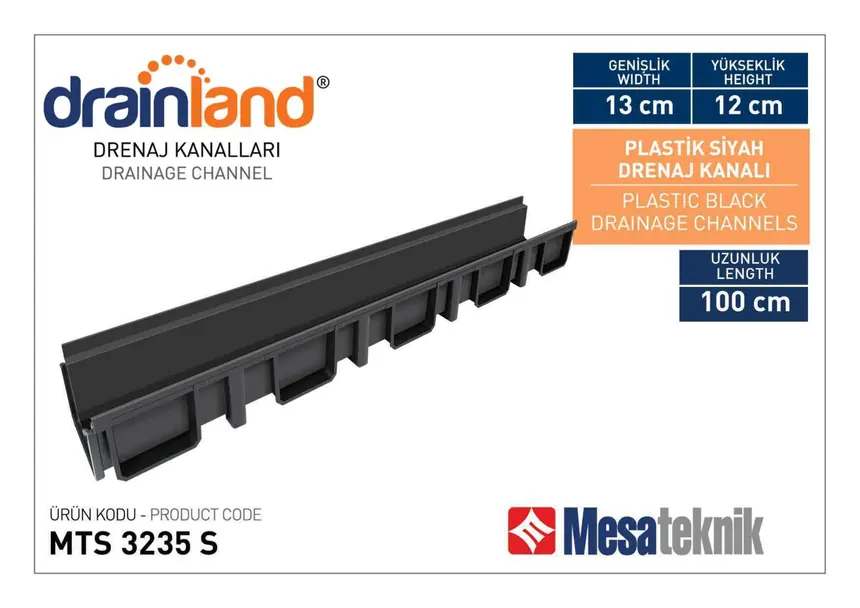 MTS 3235-S Genişlik 130 mm Derinlik 120 mm Uzunluk 100 cm Siyah Renk