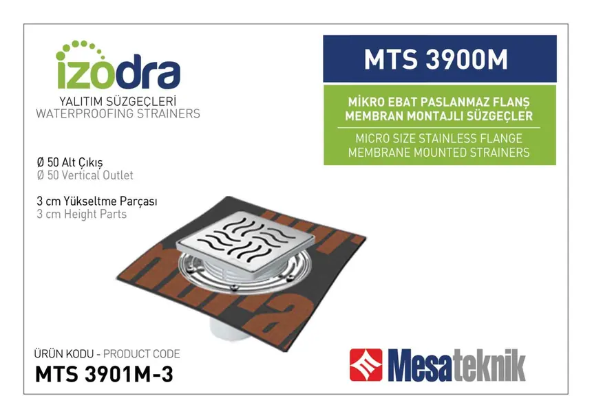 MTS 3900M Paslanmaz Flanş Membran Montajlı Süzgec Sistemleri Mikro Ebat