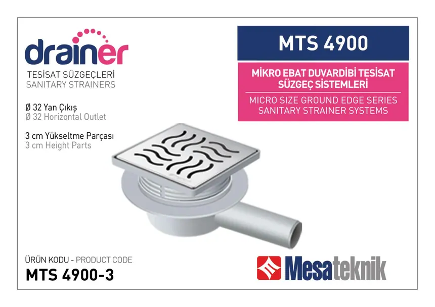 MTS 4900 Mikro Ebat Duvardibi Tesisat Süzgeç Sistemleri
