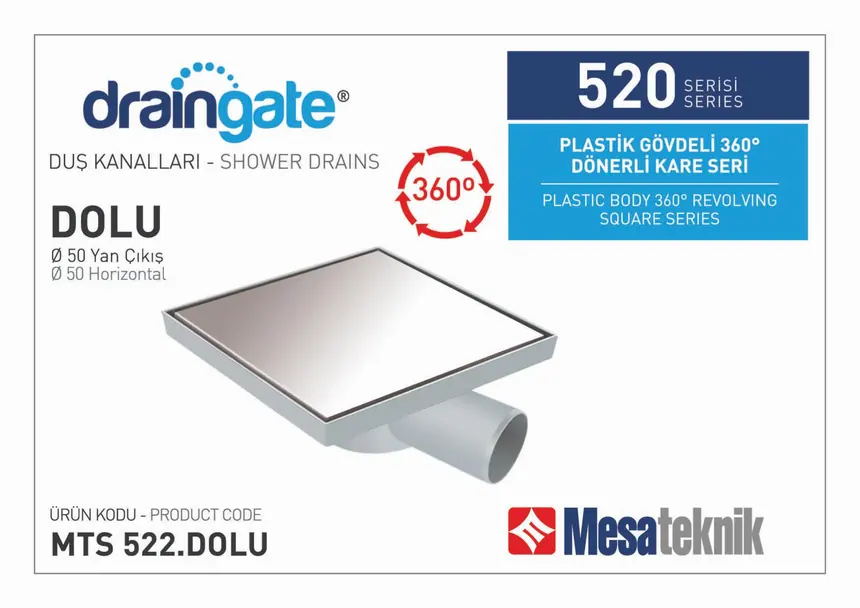 MTS 520 Plastik Gövdeli 360º Dönerli 20 cm Kare Seri