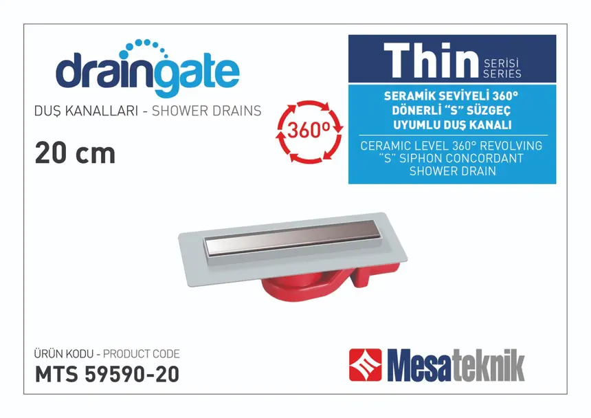 MTS 59590 Thin Serisi 360º Dönerli S Süzgeç Uyumlu Gri Gövde