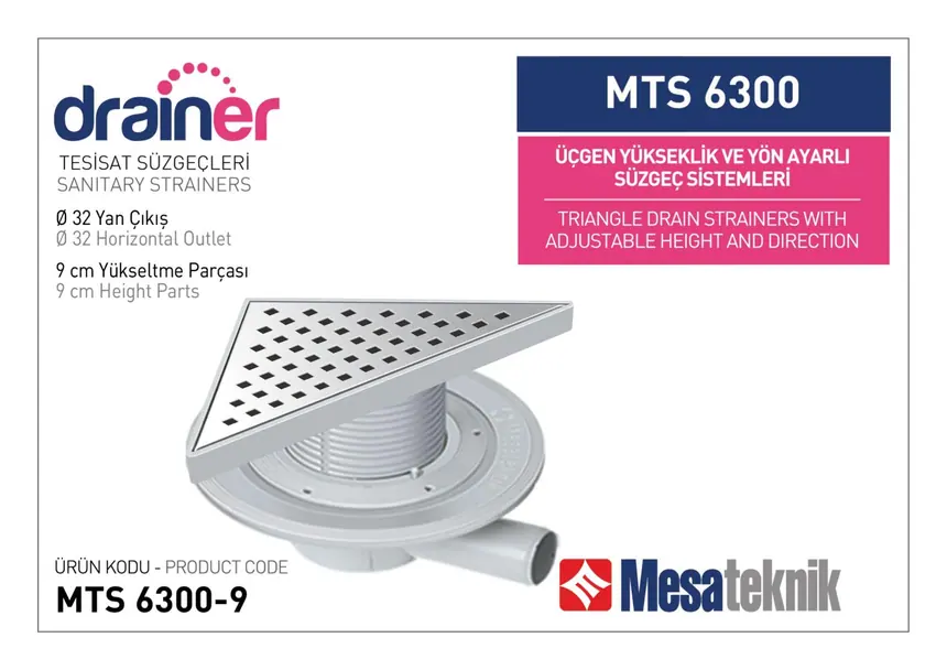 MTS 6300 20 cm Üçgen Yükseklik ve Yön Ayarlı Tesisat Sistemleri