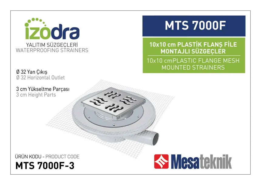 MTS 7000F Fileli Plastik Flanş Montajlı Süzgec Sistemleri 10 cm