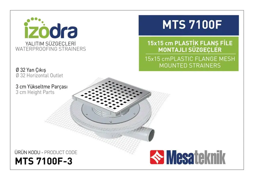 MTS 7100F Fileli Plastik Flanş Montajlı Süzgec Sistemleri 15 cm