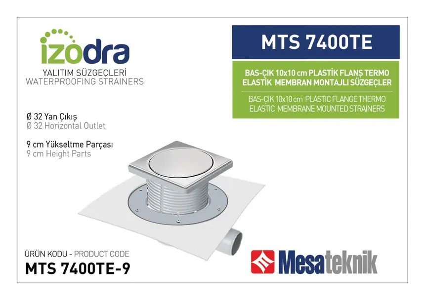MTS 7400TE Termo Elastik Örtü Plastik Flanş Montajlı Süzgec Sistemleri 10 cm BasÇık