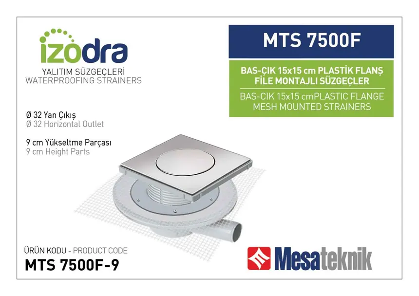 MTS 7500F Fileli Plastik Flanş Montajlı Süzgec Sistemleri 15 cm BasÇık
